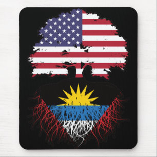 Antigua Antiguan American USA Träd Roots Flagga Musmatta