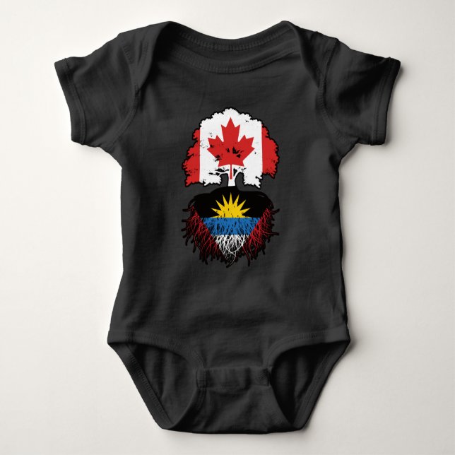 Antigua Antiguan Canadian Träd Roots Flagga T Shirt (Framsida)