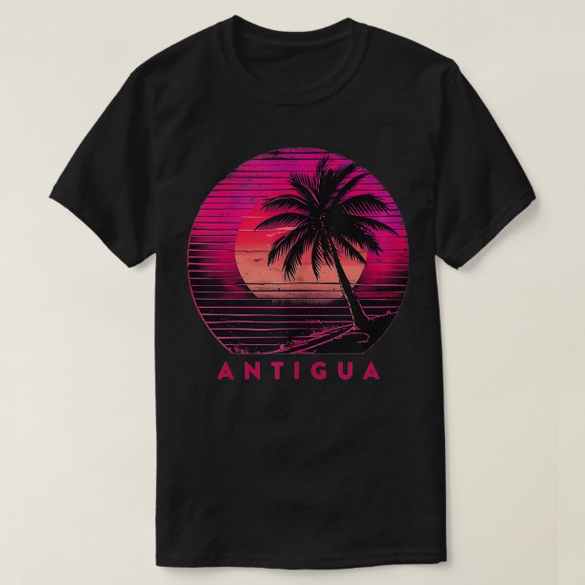 Antigua Barbuda Beach Handflatan Träd, sommarsolne T Shirt (Design framsida)