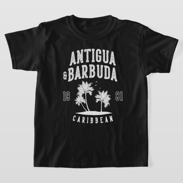 Antigua & Barbuda Caribbean Palm Tree Kids T Shirt (Laydown)