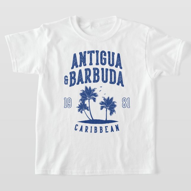 Antigua & Barbuda Caribbean Palm Tree Kids T Shirt (Laydown)