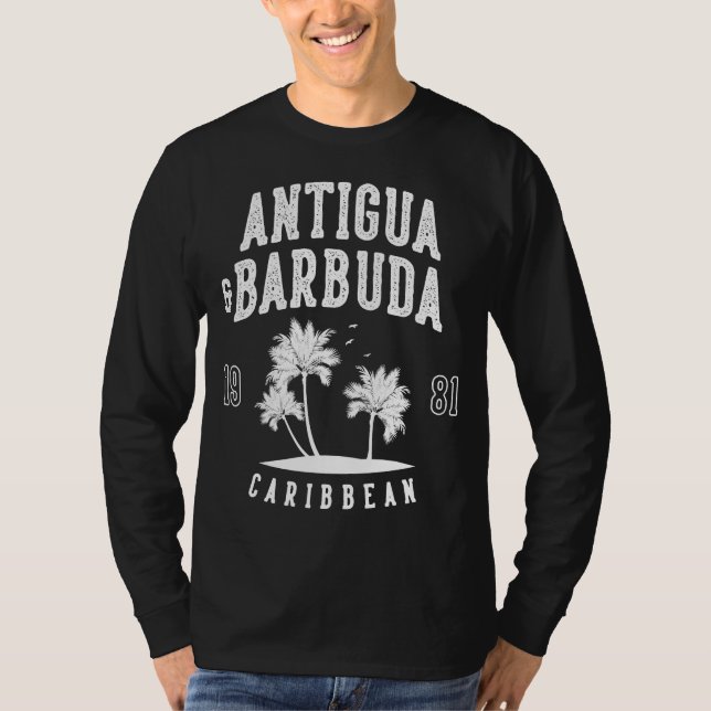 Antigua & Barbuda Caribbean Palm Tree T Shirt (Framsida)