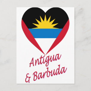Antigua & Barbuda Flagga Heart Vykort