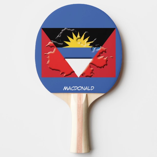 ANTIGUA BARBUDA FLAGGA & KARTA Personlig BLUE Pingisracket (Framsidan)