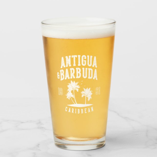 Antigua & Barbuda Karibisk Palmlängd Glaskopp (Framsida fylld)