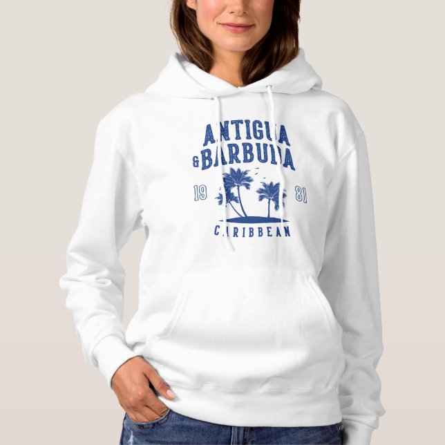 Antigua & Barbuda Karibisk Palmlöv T Shirt (Framsida)