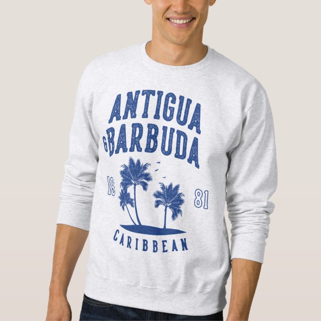 Antigua & Barbuda Karibisk Palmltree Lång Ärmad Tröja (Framsida)
