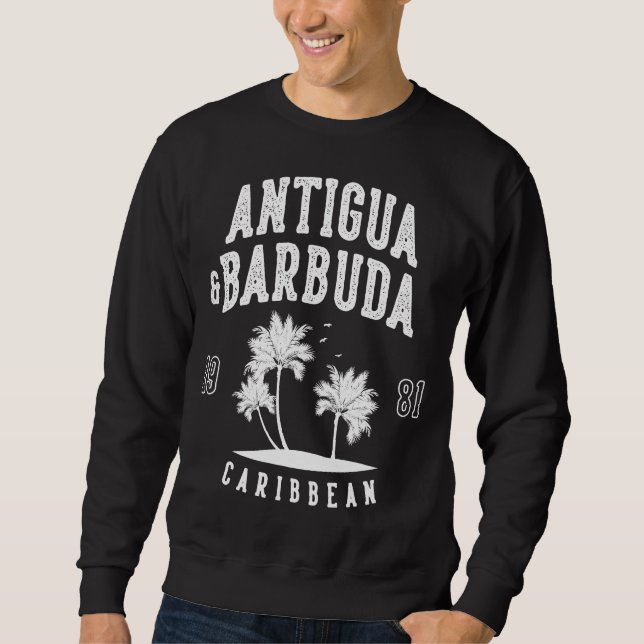 Antigua & Barbuda Karibisk Palmltree Lång Ärmad Tröja (Framsida)