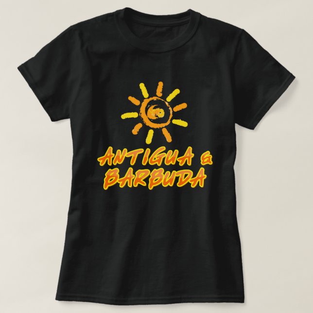 Antigua & Barbuda - klar gult och orange T Shirt (Design framsida)