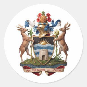 Antigua Barbuda vapen armar symbol land emblem fl Runt Klistermärke