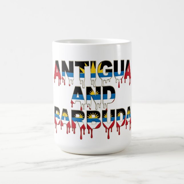 Antigua  Drip Text | Karibisk flaggdesign | Fan Kaffemugg (Center)