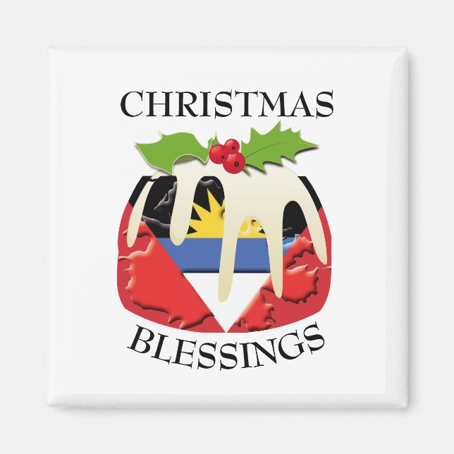 ANTIGUA FLAGGA Julpudding Magnet (Framsidan)