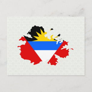 Antigua Flagga Karta fullt storlek Vykort