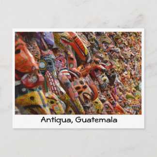 Antigua, Guatemala Maya Wooden Mask Postcard Vykort