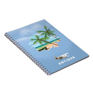 Antigua Illustrated karta-reseaffisch Anteckningsbok