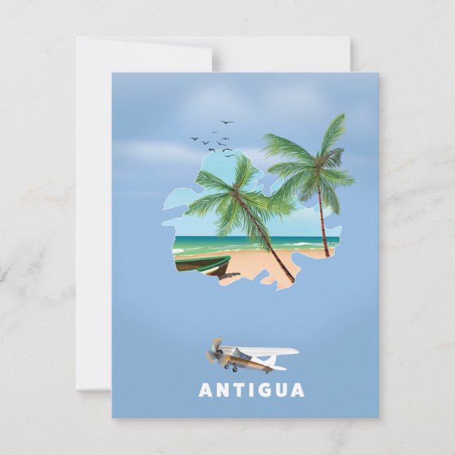 Antigua Illustrerad karta resaffisch (Framsida)