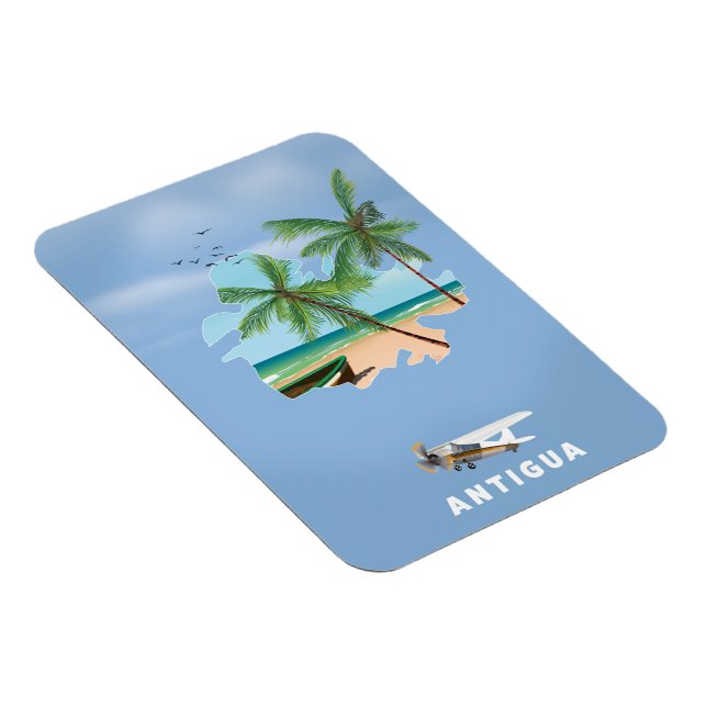 Antigua Illustrerad karta resaffisch Magnet (Högersidan)