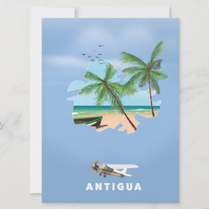 Antigua Illustrerad kartaresaaffisch Inbjudningar