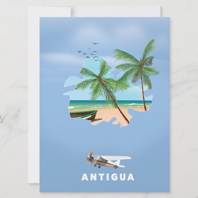 Antigua Illustrerad kartaresaaffisch Inbjudningar (Framsida)