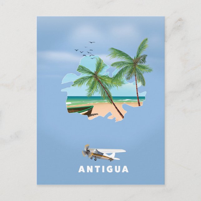 Antigua Illustrerad kartaresemässkylt Vykort (Framsida)
