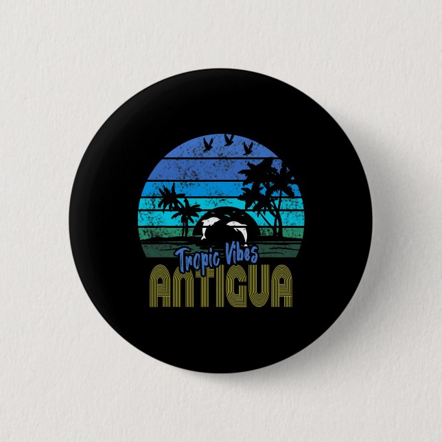 Antigua Karibiskt Strand Semester Souvenir  Knapp (Framsida)