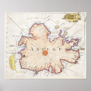 Antigua karta 1721 poster