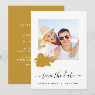 Antigua Karta Photo Bröllop spara datum Card Datumet