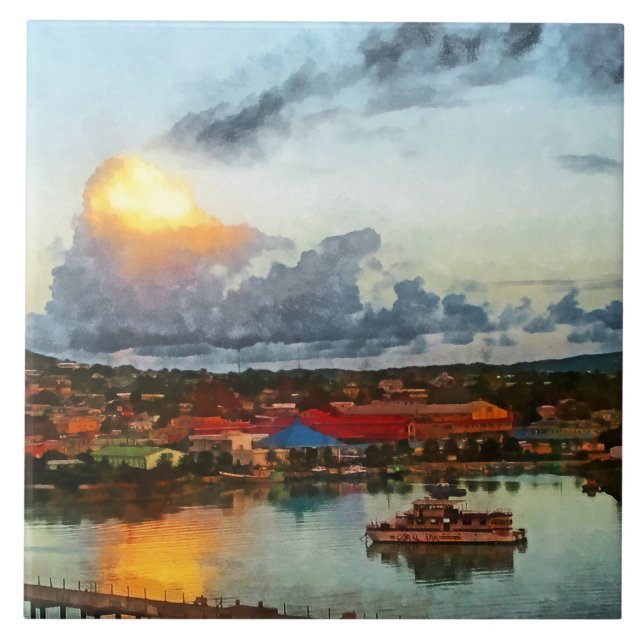 Antigua kväll kakelplatta (Framsidan)