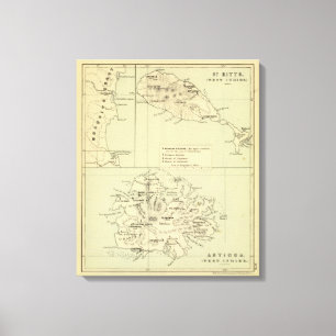 Antigua Lithographed Karta Canvastryck