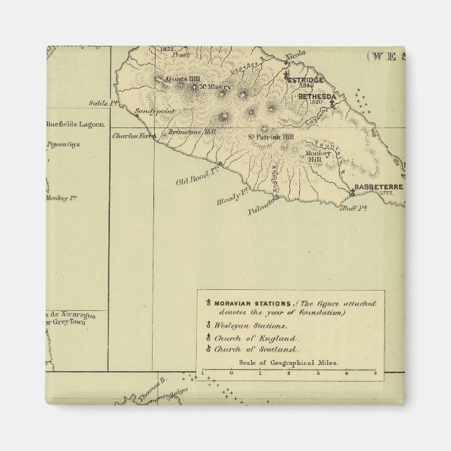 Antigua Lithographed Karta Magnet (Framsidan)