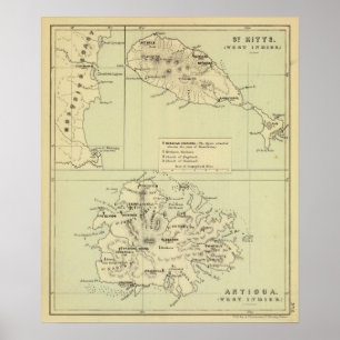 Antigua Lithographed Karta Poster