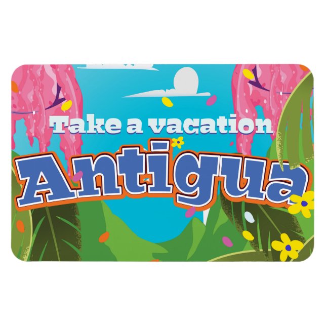Antigua ö vintage resor poster konst. magnet (Horisontell)