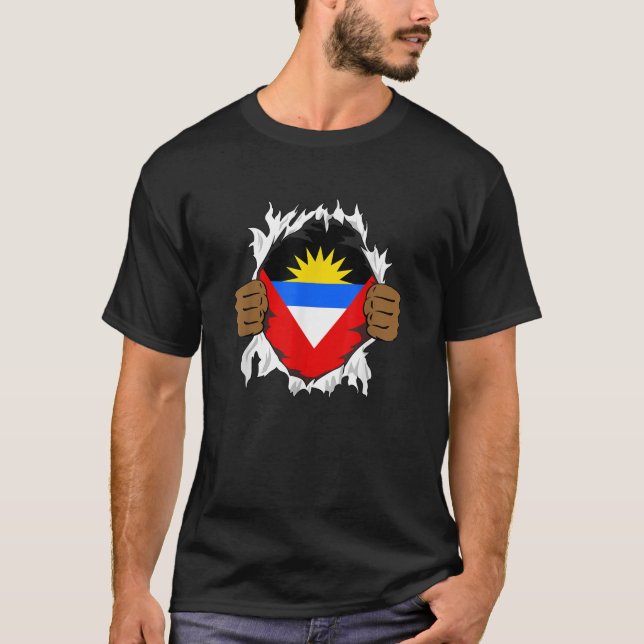 Antigua och Barbuda Blood inuti mig, Flagga T Shirt (Framsida)