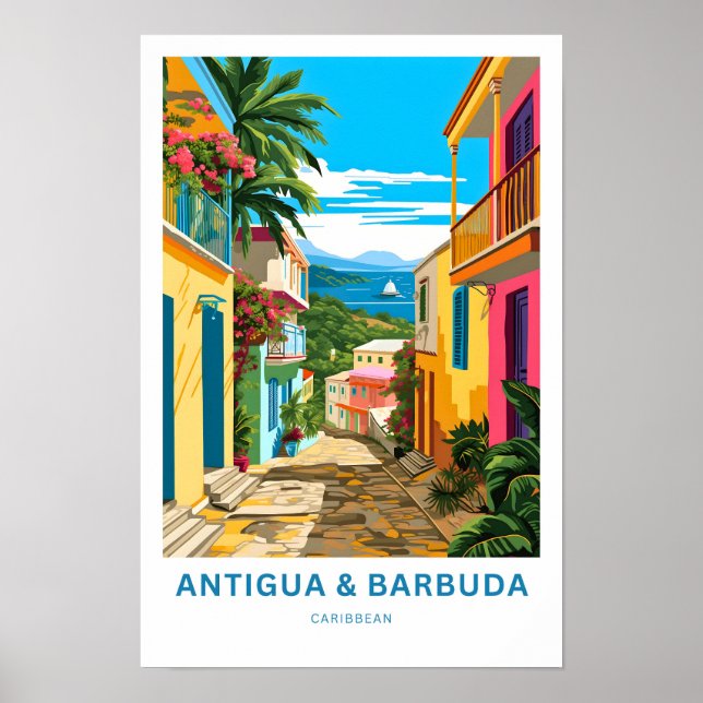 Antigua och Barbuda Caribbean Travel Print Poster (Framsidan)