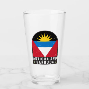 Antigua och Barbuda Flagga Emblem Distress Vintage Glaskopp