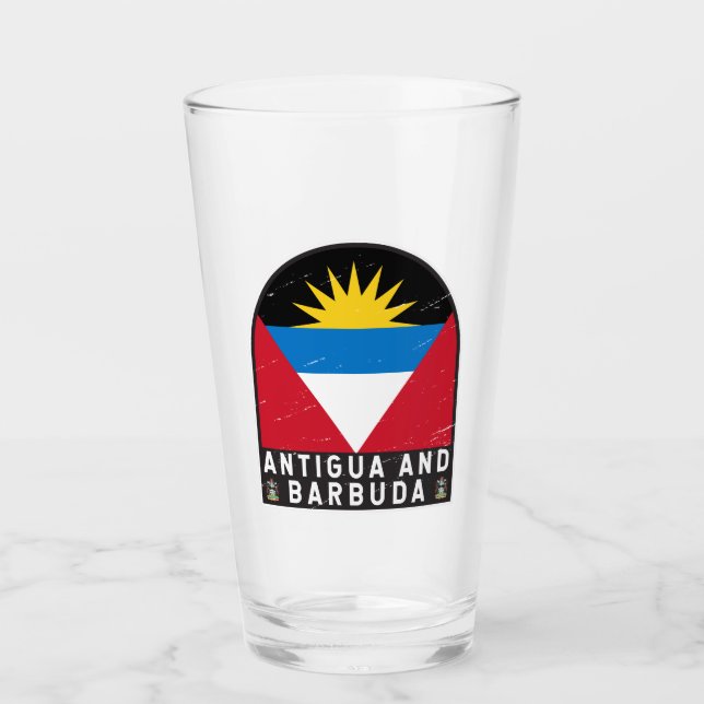 Antigua och Barbuda Flagga Emblem Distress Vintage Glaskopp (Framsida)