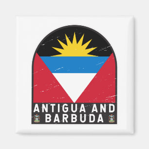 Antigua och Barbuda Flagga Emblem Distress Vintage Magnet