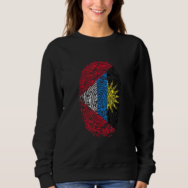Antigua och Barbuda Flagga Fingerprint T Shirt (Framsida)