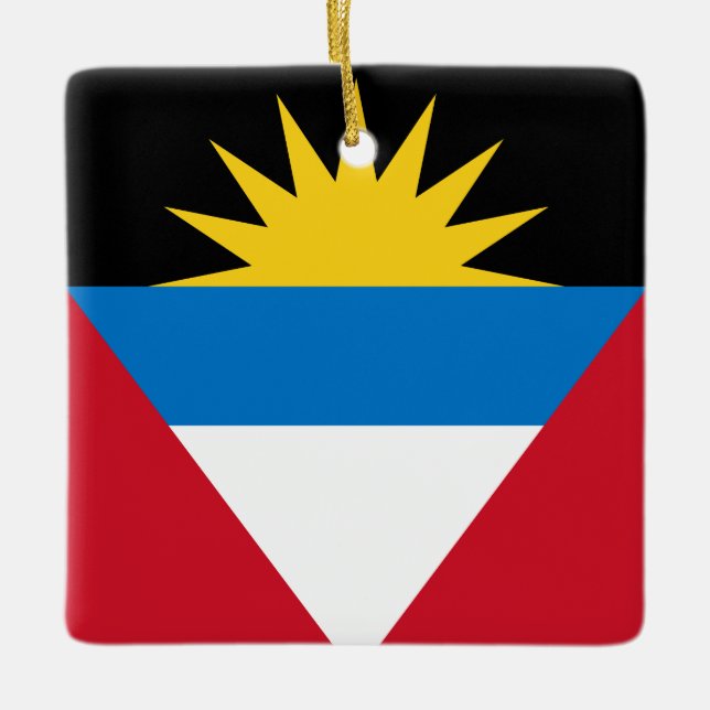 Antigua och Barbuda Flagga Julgransprydnad Keramik (Framsida)