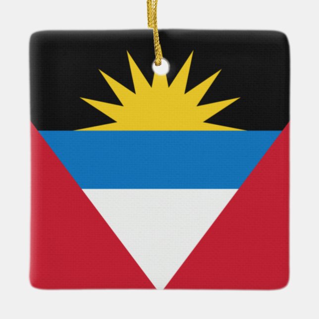 Antigua och Barbuda Flagga Julgransprydnad Keramik (Framsida)