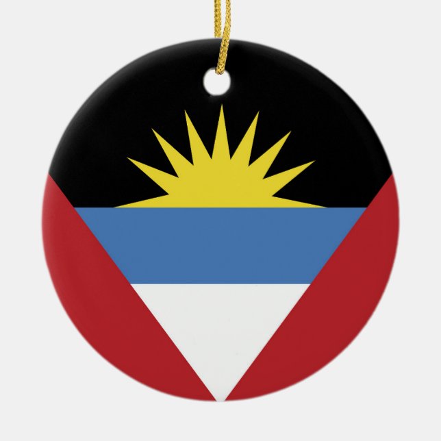 Antigua och Barbuda flagga Julgransprydnad Keramik (Framsidan)
