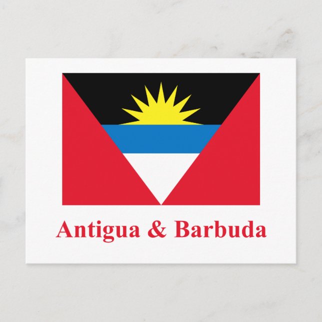 Antigua och Barbuda Flagga med Namn Vykort (Framsida)