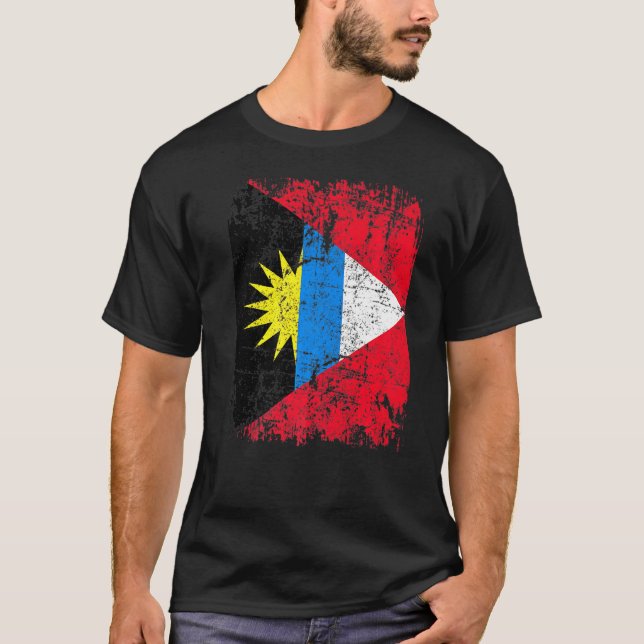 Antigua och Barbuda Flagga Vintage Distress T Shirt (Framsida)