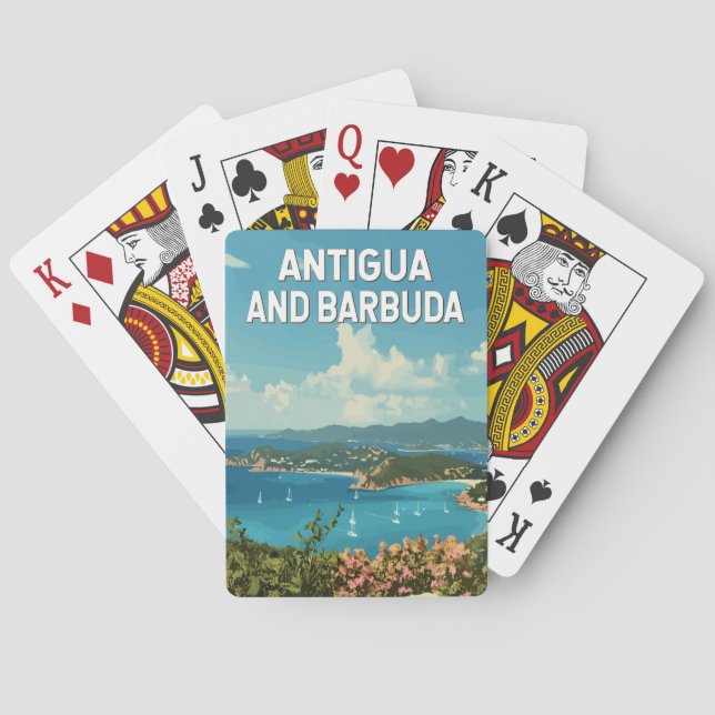Antigua och Barbuda Illustration Travel Art Retro Casinokort (Baksidan)