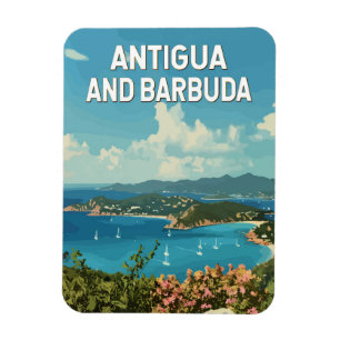 Antigua och Barbuda Illustration Travel Art Retro Magnet