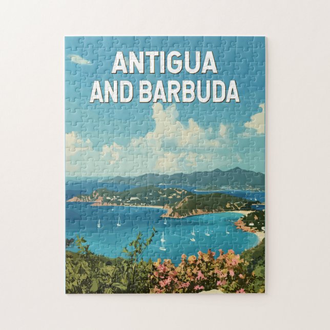 Antigua och Barbuda Illustration Travel Art Retro Pussel (Vertikal)