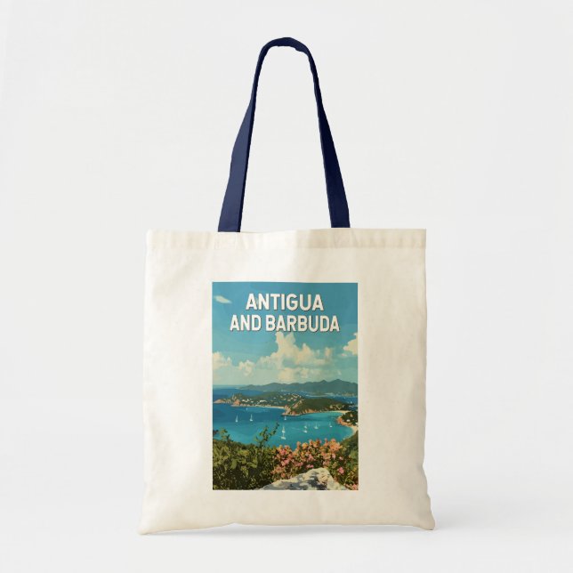 Antigua och Barbuda Illustration Travel Art Retro Tygkasse (Framsidan)