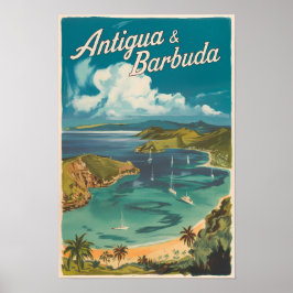 Antigua och Barbuda Målerisk Reskonst Vintage Poster