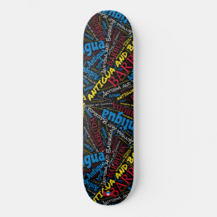 Antigua och Barbuda Nationell Stolthet Wordcloud Mini Skateboard Bräda 18,5 Cm