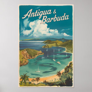 Antigua och Barbuda Painterly Travel Art Vintage Poster